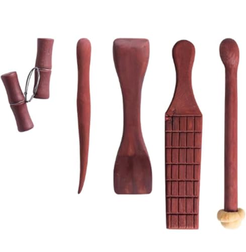 DIY Töpferei Topf Modellierwerkzeuge, Mahagoni Herstellung Teekanne Werkzeuge Töpferei Kunst Lila Ton Topf Handgemachte Werkzeuge, Set mit 5 Designs von ZHONGJIUYUAN