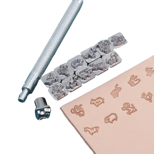 Stanzwerkzeug-Set aus Stahl, Metall, 12 chinesische Sternzeichen, Leder-Bastelstanzer-Set von ZHONGJIUYUAN