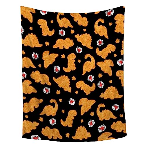 Chicken Nugget-Decke, Dino-Nugget-Decken, Geschenk, weiche, gemütliche Plüsch-Bettdecke, flauschiges Flanell-Fleece, lustige Essens-Ketchup-Decke für Couch, Sofa, Camping, 127 x 152,4 cm, volle Größe von ZHONGKUI