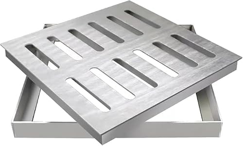 Earnmore Kanaldeckel-Kanalrost für den Außenbereich, Edelstahl-Entwässerungsrost und -Rahmen, Hochleistungs-Kanalablaufabdeckung Kanalablaufrost, Garagenbodenablaufsieb Garten-Regenwassergitter von Earnmore