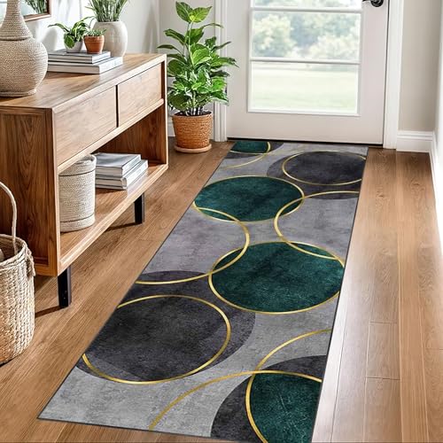 Läufer Teppich für Flur Waschbare Kitchen Läufer Teppiche mit Gummirücken Boden Teppich Läufer für Flur Schlafzimmer Wohnzimmer Teppichläufer Flur rutschfest Fußmatte Lang Küchenteppich 40 x 80 cm von ZHONGYANAN