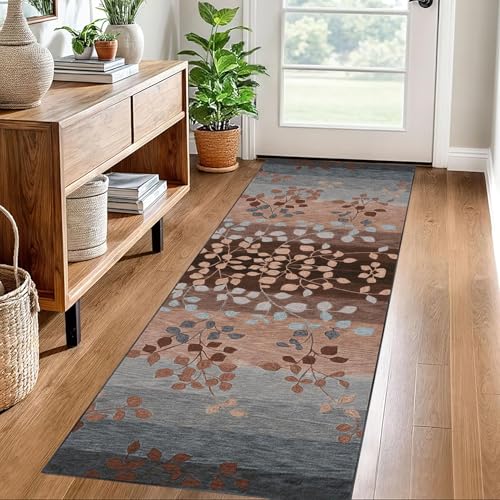 Läufer Teppich für Flur Waschbare Kitchen Läufer Teppiche mit Gummirücken Boden Teppich Läufer für Flur Schlafzimmer Wohnzimmer Teppichläufer Flur rutschfest Fußmatte Lang Küchenteppich 60 x 300 cm von ZHONGYANAN