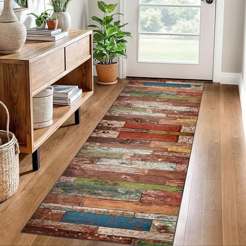 Läufer Teppich für Flur Waschbare Kitchen Läufer Teppiche mit Gummirücken Boden Teppich Läufer für Flur Schlafzimmer Wohnzimmer Teppichläufer Flur rutschfest Fußmatte Lang Küchenteppich 80 x 450 cm von ZHONGYANAN