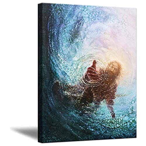 ZHONGYUTONG Jesus Leinwand Kunstdruck Die Hand Gottes Wand Bilder Christus Religion Gemälde Moderne Wanddekoration für Zuhause Wohnzimmer Schlafzimmer (40x60cm, Gerahmt) von ZHONGYUTONG