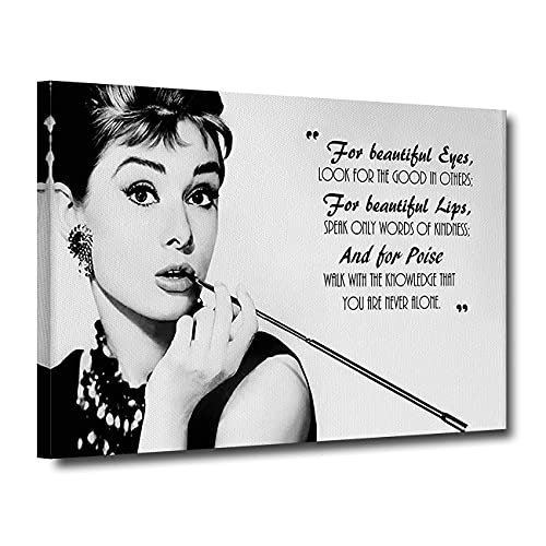 ZHONGYUTONG Audrey Hepburn zitiert Bild Wanddekoration mit Rahmen Frühstück bei Tiffany's Film Poster Schwarz Weiß Kunstdruck Moderne Heimdekoration für Wohnzimmer Schlafzimmer (40x60cm) von ZHONGYUTONG