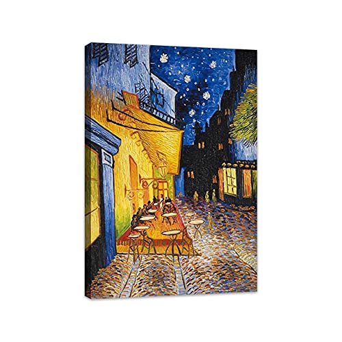 ZHONGYUTONG Berühmte Van Gogh Cafe Terrasse bei Nacht Kunstdruck auf Leinwand mit Rahmen Poster Gemälde Wandbild für Heimdekoration (30x45cm) von ZHONGYUTONG