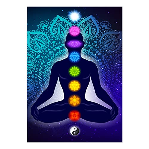 ZHONGYUTONG Chakra Poster 7 Chakra Leinwand Kunstdruck Indische Meditations Bilder Yoga Wanddekoration Spirituelles Heilgeschenk für Freunde der Familie (50x75cm Kein Rahmen) von ZHONGYUTONG