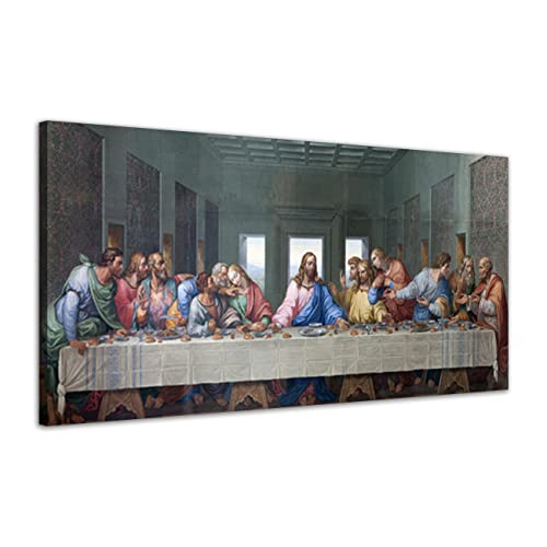 ZHONGYUTONG Das letzte Abendmahl Leinwand Bild mit Rahmen Leonardo da Vinci Berühmte Gemälde Reproduktion Klassische Jesus Kunstdruck für Küche Schlafzimmer Wohnzimmer (20x40cm) von ZHONGYUTONG