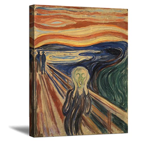 ZHONGYUTONG Der Schrei von Edvard Munch auf Leinwand Berühmtes Gemälde Reproduktion Wand Poster Klassisches Bild für Wohnzimmer Schlafzimmer Dekoration (20x25cm, Rahmen) von ZHONGYUTONG