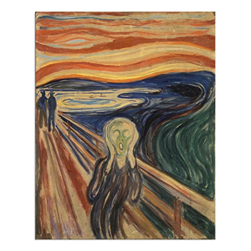 ZHONGYUTONG Der Schrei von Edvard Munch auf Leinwand Berühmtes Gemälde Reproduktion Wand Poster Klassisches Bild für Wohnzimmer Schlafzimmer Dekoration (30x45cm, Kein Rahmen) von ZHONGYUTONG