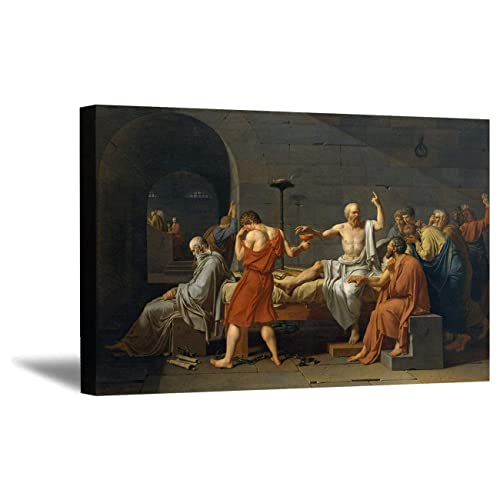 ZHONGYUTONG Der Tod von Sokrates Leinwand Kunstdruck Jacques Louis David Ölgemälde Bild Poster Berühmte Reproduktion Gemälde für Wohnzimmer (40x60cm, Gerahmt) von ZHONGYUTONG