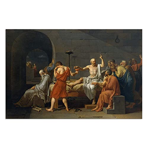 ZHONGYUTONG Der Tod von Sokrates Leinwand Kunstdruck Jacques Louis David Ölgemälde Bild Poster Berühmte Reproduktion Gemälde für Wohnzimmer (40x60cm, Kein Rahmen) von ZHONGYUTONG