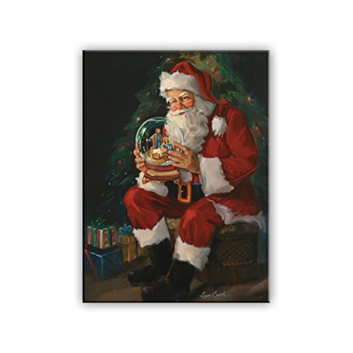 ZHONGYUTONG Der Weihnachtsmann glaubt auf Leinwand Wandbilder Weihnachtsmann mit Geschenken die an Heiligabend Kommen Kunstdruck Poster Gemälde Wanddekoration (Kein Rahmen, 30x45cm) von ZHONGYUTONG