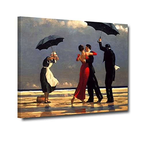 ZHONGYUTONG Der singende Butler von Jack Vettriano Leinwand Kunstdruck Gemälde Jack Vettriano Wand Bild Poster für Wohnzimmer Schlafzimmer Heimdekoration (Gerahmt, 30x45cm) von ZHONGYUTONG