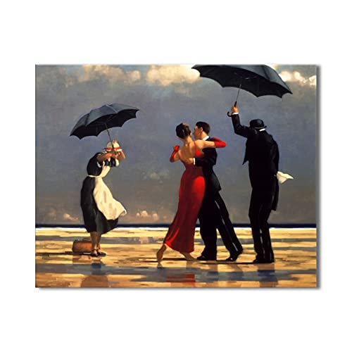 ZHONGYUTONG Der singende Butler von Jack Vettriano Leinwand Kunstdruck Gemälde Jack Vettriano Wand Bild Poster für Wohnzimmer Schlafzimmer Heimdekoration (Kein Rahmen, 40x60cm) von ZHONGYUTONG