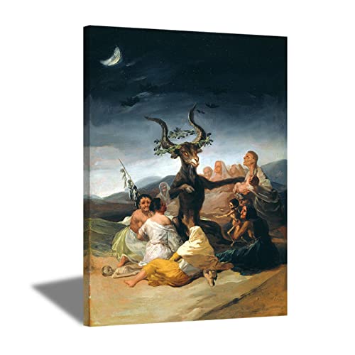 ZHONGYUTONG Hexen Leinwandbild Sabbath von Francisco Goya Berühmtes Gemälde Kunstdruck Poster für Küche Schlafzimmer Wohnzimmer Heimdekoration (Rahmen, 40x60cm) von ZHONGYUTONG