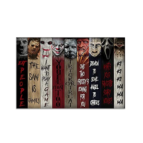 ZHONGYUTONG Horror Film Poster Horrorfiguren Leinwand Kunstdruck Gruselige Movie bilder Gemälde Wanddekoration für Schlafzimmer (Kein Rahmen, 60x90cm) von ZHONGYUTONG