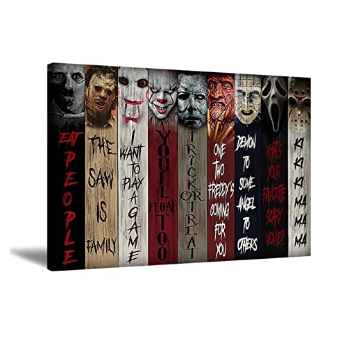ZHONGYUTONG Horror Film Poster Horrorfiguren Leinwand Kunstdruck Gruselige Movie bilder Gemälde Wanddekoration für Schlafzimmer (Rahmen, 40x60cm) von ZHONGYUTONG