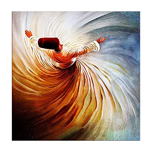 ZHONGYUTONG Islamisches Wandbild Sufi Whirling Darwish Leinwanddruck Bilder Poster Moderne muslimische Ramadan Wanddekoration für Zuhause Geschenk (30x30cm) von ZHONGYUTONG