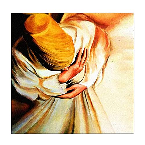 ZHONGYUTONG Islamisches Wandbild Sufi Whirling Darwish Leinwanddruck Bilder Poster Moderne muslimische Ramadan Wanddekoration für Zuhause Geschenk (40x40cm) von ZHONGYUTONG