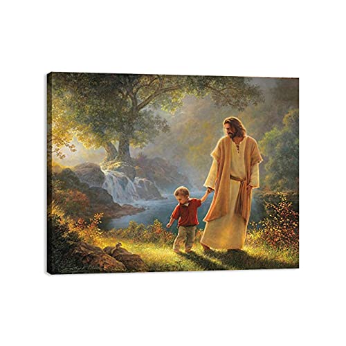 ZHONGYUTONG Jesus Hält Meine Hand Christliche Bilder Gerahmt Jesus Poster Leinwand Kunstdrucke Gemälde Morden Heimdekoration (70x105cm) von ZHONGYUTONG