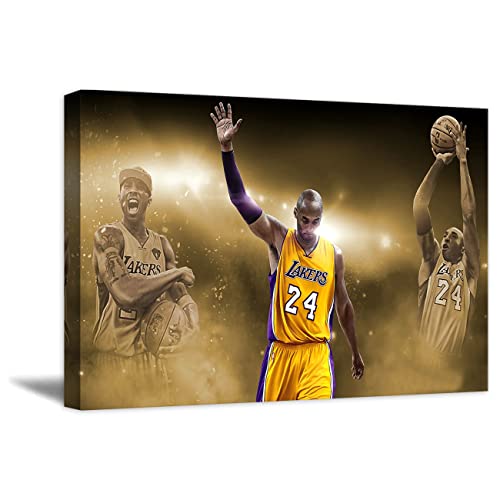 ZHONGYUTONG Kobe Bryant Kunstdruck auf Leinwand Basketball Sportspieler Wandbilder Poster Basketball Fan Wanddekoration Geschenke für Jungen Schlafzimmer (30x45cm Gerahmt) von ZHONGYUTONG