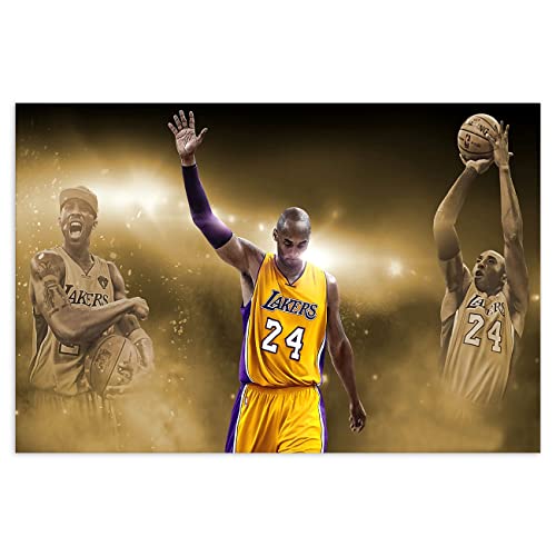 ZHONGYUTONG Kobe Bryant Kunstdruck auf Leinwand Basketball Sportspieler Wandbilder Poster Basketball Fan Wanddekoration Geschenke für Jungen Schlafzimmer (30x45cm Kein Rahmen) von ZHONGYUTONG
