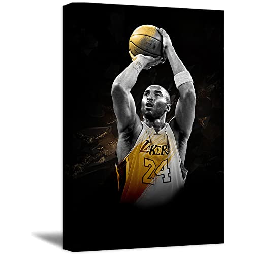 ZHONGYUTONG Kobe Bryant Kunstdruck auf Leinwand Basketball Sportspieler Wandbilder Poster Basketball Fan Wanddekoration Geschenke für Jungen Schlafzimmer (40x60cm Gerahmt) von ZHONGYUTONG