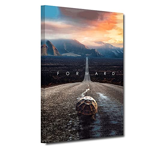 ZHONGYUTONG Mindset Forward Leinwanddruck Inspirierende Bilder Wand Poster Modernes Schlafzimmer Büro Wohnzimmer Heimdekoration (30x45cm, Rahmen) von ZHONGYUTONG