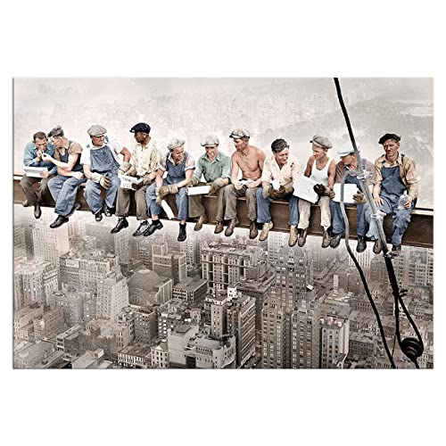 ZHONGYUTONG Mittagessen auf einem Wolkenkratzer Leinwandposter New York Kunstdruck Vintage Landschafts Bilder Gemälde Dekoration Geschenke (60x80cm Kein Rahmen) von ZHONGYUTONG