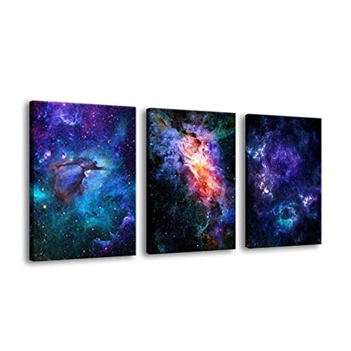 ZHONGYUTONG Nebel Galaxie Kunstdruck auf Leinwand mit Rahmen 3-teilig Universum Wandbild Weltraum Wanddekoration Astronomie Sternenhimmel Kosmische Malerei für Zuhause Büro (30x40cmx3 Stück) von ZHONGYUTONG