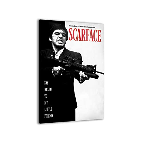 ZHONGYUTONG Scarface Poster Scarface Film Leinwand Kunstdruck al Pacino Tony Montana Porträt Bild Gemälde für Schlafzimmer Wohnzimmer Heimdekoration (Gerahmt, 20x25cm) von ZHONGYUTONG