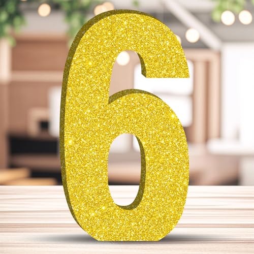 20CM Glitzer Geburtstag Tischdeko Golden Zahlen Deko Freistehende Party Centerpiece Glitzer Golden Zahlen Deko für Geburtstagsfeiern Wiederverwendbare Schöne Dekorationen - 6 20CM Glitzer Geburtstag Tischdeko Golden Zahlen Deko Freistehende Party Centerpiece Glitzer Golden Zahlen Deko für Geburtstagsfeiern Wiederverwendbare Schöne Dekorationen - 6 von ZHONYEE