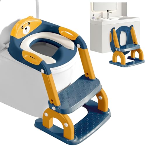 ZHONYEE Töpfchentrainingssitz für Kleinkinder – Upgrade 2-in-1 WC-Sitz, Toilettenleiter für Kinder, Jungen, Mädchen, Anti-Rutsch-Pad & verstellbare Höhe mit wasserdichtem PVC-Kissen, Dunkelblau ZHONYEE Töpfchentrainingssitz für Kleinkinder – Upgrade 2-in-1 WC-Sitz, Toilettenleiter für Kinder, Jungen, Mädchen, Anti-Rutsch-Pad & verstellbare Höhe mit wasserdichtem PVC-Kissen, Dunkelblau von ZHONYEE