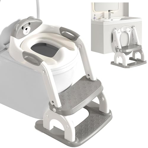 ZHONYEE Töpfchentrainingssitz für Kleinkinder – Upgrade 2-in-1 WC-Sitz, Toilettenleiter für Kinder, Jungen, Mädchen, Anti-Rutsch-Pad & verstellbare Höhe mit wasserdichtem PVC-Kissen – Grau ZHONYEE Töpfchentrainingssitz für Kleinkinder – Upgrade 2-in-1 WC-Sitz, Toilettenleiter für Kinder, Jungen, Mädchen, Anti-Rutsch-Pad & verstellbare Höhe mit wasserdichtem PVC-Kissen – Grau von ZHONYEE