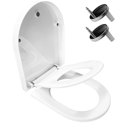 ZHONYEE Toilettensitzdeckel, 2-in-1, zweilagig, U-Form, Absenkautomatik, Schnellverschluss, verstellbar, leicht zu reinigen, Kinderoberschicht und untere Schicht für Erwachsene – Weiß von ZHONYEE