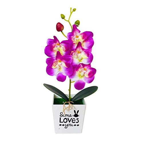 Künstliche Blume, künstliche Schmetterlings-Orchidee, Bonsai, künstliche Blume mit Topf, Heim-Möbel-Dekor – Lila von ZHOUBAA