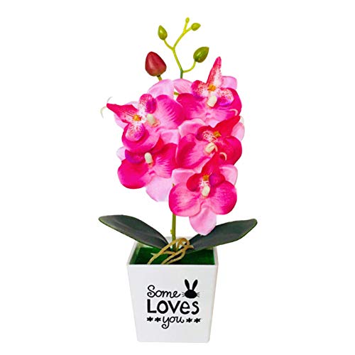 Künstliche Blume, künstliche Schmetterlings-Orchidee, Bonsai, künstliche Blume mit Topf, Heim-Möbeldekoration, Rot von ZHOUBAA