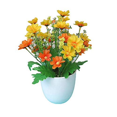 ZHOUBAA Künstliche Blumen Mehrfarbige Kunstblumen Mehrschichtige, Künstliche Blume Topf Party Dekor Kunststoff DIY Künstliche Topf Blume Für Party Orange von ZHOUBAA