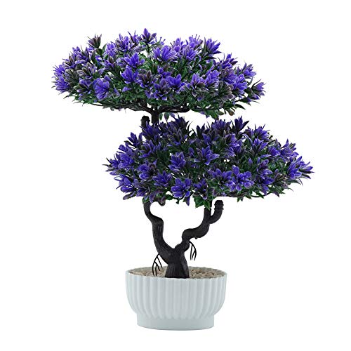 Zhouba Kunstpflanze aus Kiefernholz, Foto-Requisite für Hochzeit, Party, Zuhause, Bonsai, Dekoration – Violett von ZHOUBAA