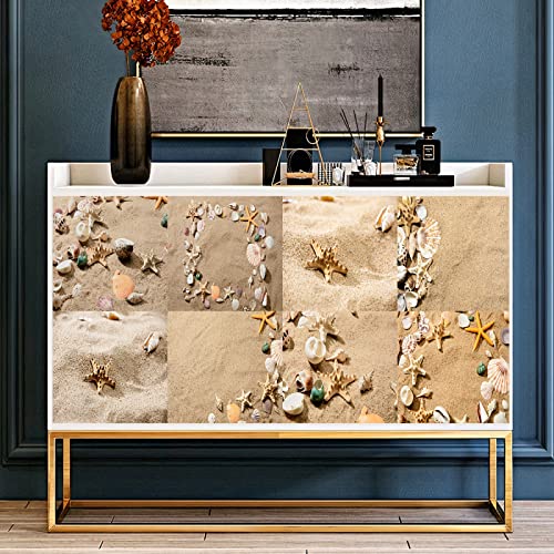 Fliesenaufkleber Strand Seestern Muscheln Mosaikfliesen PVC Klebefliesen Bad Wasserdicht Küchenrückwand Folie Küchenrückwand Selbstklebend Dauerhaft Fliesenfolie 20x20cm/10pcs von ZHOUHONG