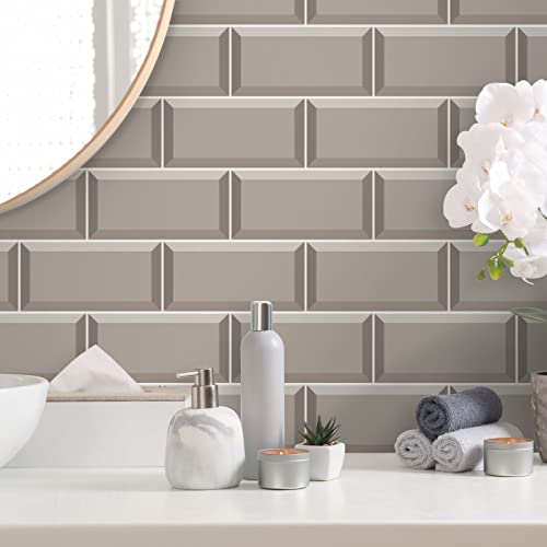 Fliesenaufkleber Taupename Küchenrückwand Selbstklebend PVC Klebefliesen Wasserdicht Fliesenaufkleber Bad Küche Verdickung Fliesenfolie Dauerhaft Mosaikfliesen 10x20cm/9 pcs von ZHOUHONG