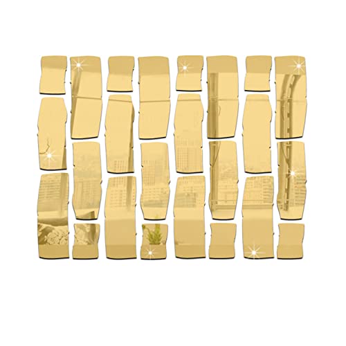 Spiegelfliesen Selbstklebend Abstraktes Goldenes Rechteck Spiegelfliesen Acrylic Klebespiegel DIY Dekorieren Spiegel Selbstklebend Wandtattoo Wohnzimmer Schlafzimmer Badezimmer 1 Set von ZHOUHONG