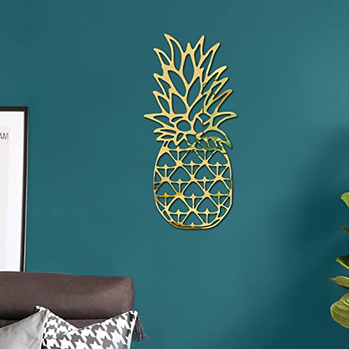 Spiegelfliesen Selbstklebend Ananas Gold Print Spiegelfliesen Acrylic Klebespiegel DIY Dekorieren Spiegel Selbstklebend Wandtattoo Wohnzimmer Schlafzimmer Badezimmer 14.3x30cm/2 Pcs von ZHOUHONG