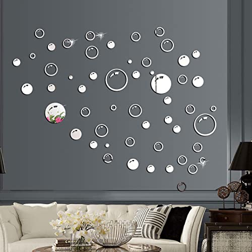 Spiegelfliesen Selbstklebend Kreis Blase Silber Spiegelfliesen Acrylic Klebespiegel DIY Dekorieren Spiegel Selbstklebend Wandtattoo Wohnzimmer Schlafzimmer Badezimmer 1 Set von ZHOUHONG