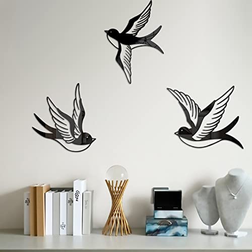 Spiegelfliesen Selbstklebend Tier Vogel Schwarz Spiegelfliesen Acrylic Klebespiegel DIY Dekorieren Spiegel Selbstklebend Wandtattoo Wohnzimmer Schlafzimmer Badezimmer 1 Set von ZHOUHONG