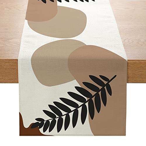 ZHOUHONG Tischläufer Blatt Braun Beige Modern 33x178cm Polyester Abwaschbar Filz für Familienfeiern Hochzeiten Hotel Indoor und Outdoor Party Table Runner von ZHOUHONG