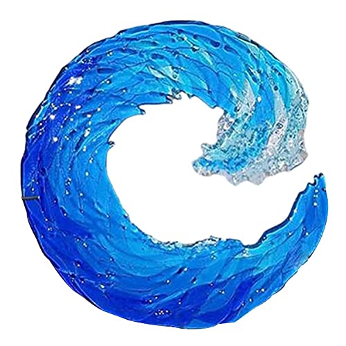 ZHOUJIE Ocean Wave geschmolzene Glasskulptur, Glaswellen-Sonnenfänger, kreative Gradient Blue Wave Skulptur, Wandaufhänger Wave hängende Ornament für Home Office Hochzeitsdekoration von ZHOUJIE