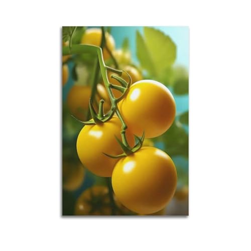 Kunstvolles Wandbild, Motiv: Früchte, frische gelbe Kirschtomaten, Strauß, Nahaufnahme, Realismus, künstlerisches Wandbild, modernes Wandbild, 20 x 30 cm von ZHOUKEG