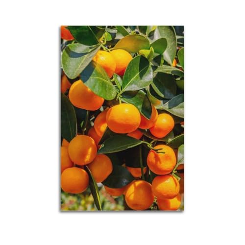 ZHOUKEG Kunstvolles Wandbild, Motiv: Fruchtkumquats auf Ast, modernes Wandbild, 50 x 75 cm von ZHOUKEG